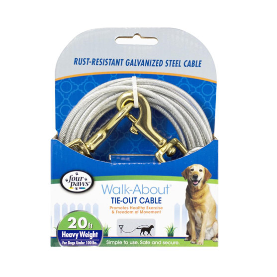 Four Paws Tie Out Cable Heavy 20' Silver