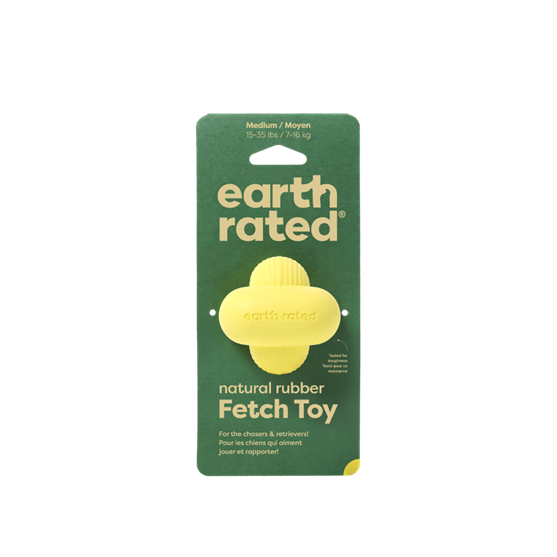Earth Rated Natural Rubber Yellow Fetch Medium Dog Toy