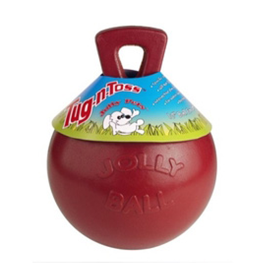 Jolly Ball Tug-N-Toss Pet Toy with Handle 4.5" Red