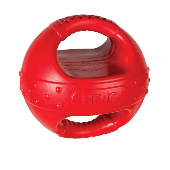 Hero Squeaking Handle Ball Dog Toy