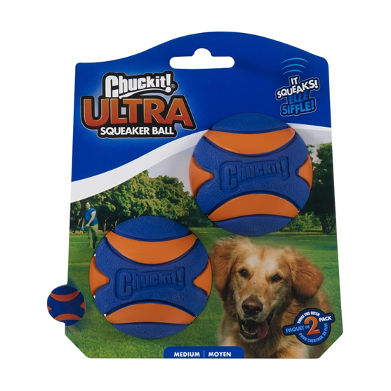 Chuckit Ultra Squeak Medium Ball 2 pack