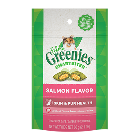 Greenies Feline Smartbite Salmon Skin & Fur Treat 2.1 oz