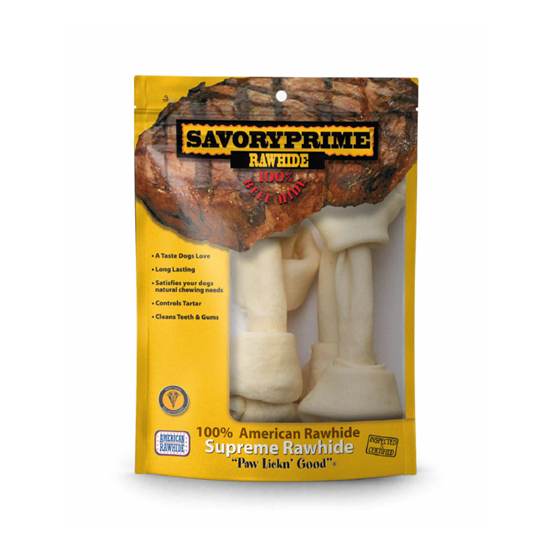 Savory Prime Rawhide Knotted Value Pack 8-9"