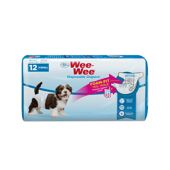 Four Paws Wee-Wee Disposable Dog Diapers Extra Small 12 Count