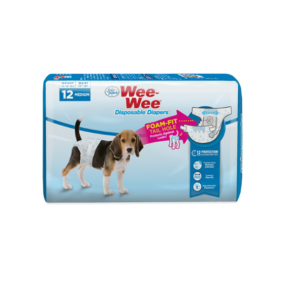 Four Paws Wee-Wee Disposable Dog Diapers Medium 12 Count