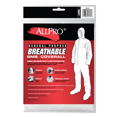 COVERALLS BREATHABLE W/HOOD L