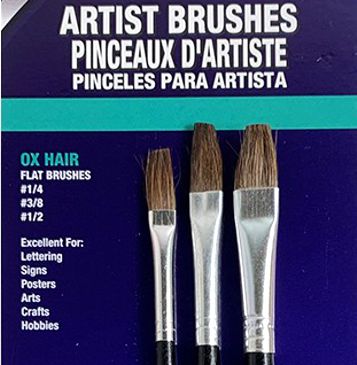 3PC FLAT OX HAIR ART BRUSH ASMT