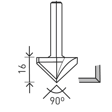 V-GROOVE BIT HW 32X16MM 90  OF