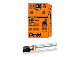 Pentel Lead 0.3mm HB Refill 12-Count