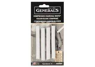 General Pencil Compressed Charcoal White Pack of 4