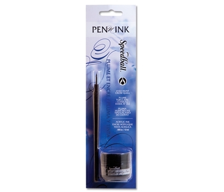 Speedball Gold/Black Ink with Pen Set