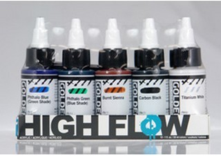 Golden High Flow Acrylic Color Set of 10 Assorted Colors 30mL