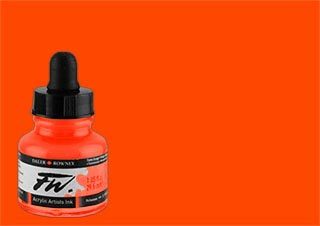 Daler-Rowney FW Acrylic Ink Fluorescent Orange 1oz Bottle