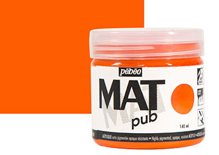 Pebeo Acrylic MAT Pub 140ml Jar Bright Orange