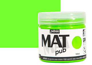 Pebeo Acrylic MAT Pub 140ml Jar Fluorescent Green