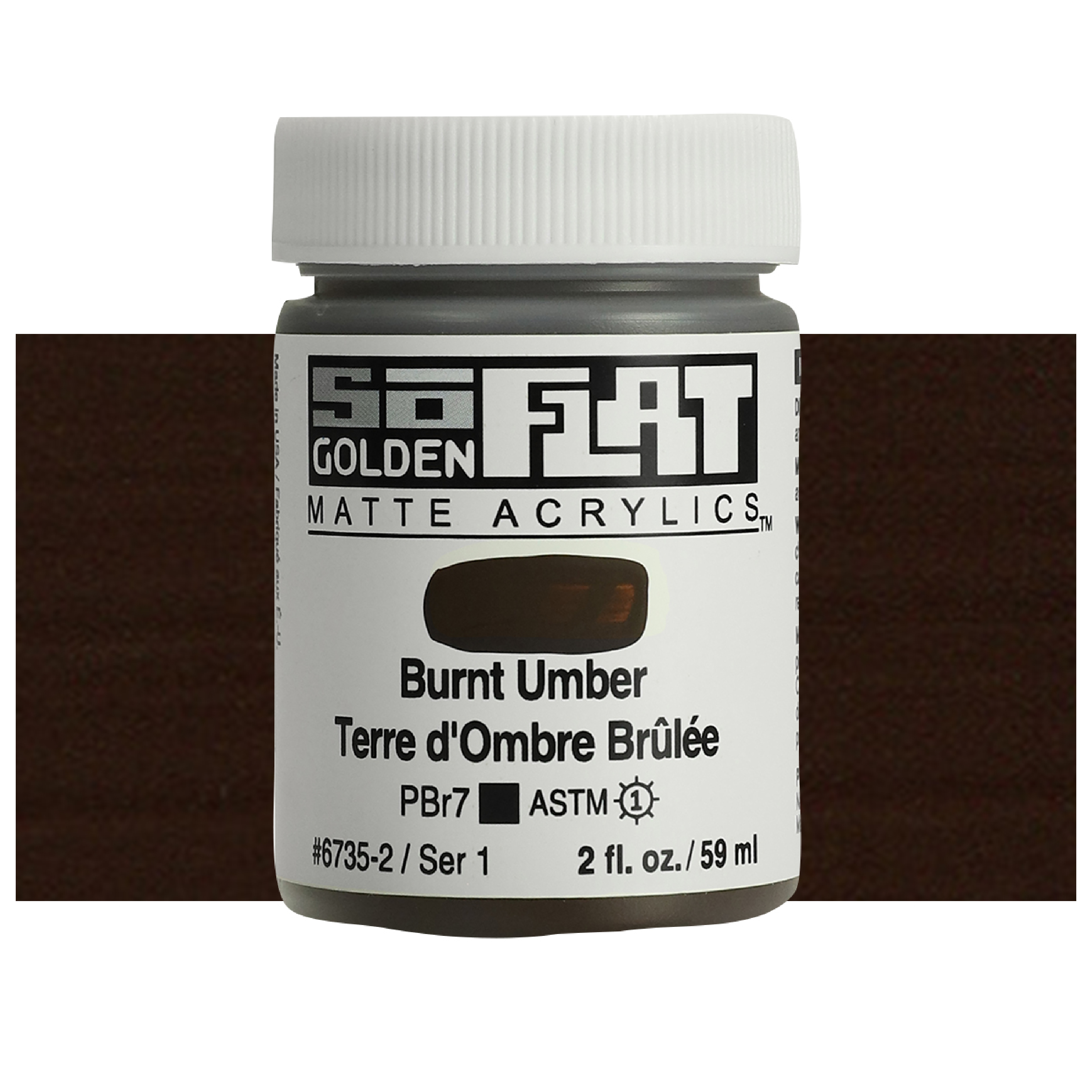 Golden SoFlat Matte Acrylic 2 oz. Burnt Umber