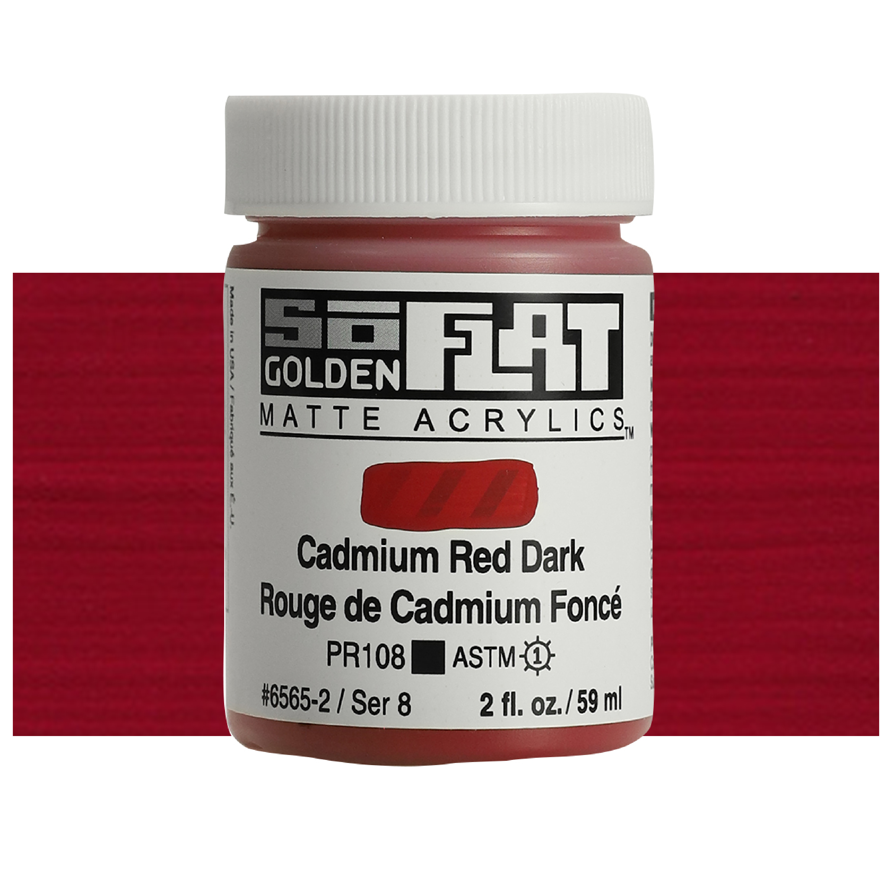 Golden SoFlat Matte Acrylic 2 oz. Cadmium Red Dark