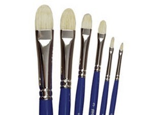 Shortie Short Handle Filbert Bristle Brush 6 Set