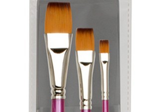Creative Inspirations Dura-Handle Long Handle Flat Brushes 3 Set