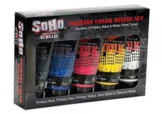 SoHo Urban Artist Acrylic Mixing Colors Set of Five 75ml Tubes