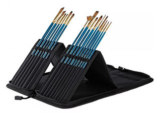 Creative Mark Mixed Use Long Handle Brushes 15 Set With Easel Case
