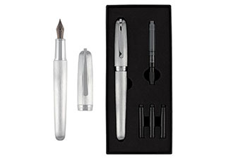 Goldenritt Sketchwriter Rockwell Fountain Pen Brushd Silver/Silver XFine Nib