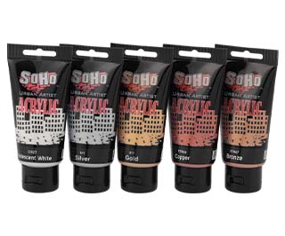 SoHo Urban Acrylic Set of 5 Metallic Colors 75 ml Tubes