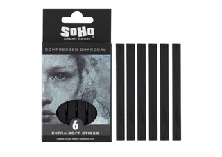 SoHo Compressed Charcoal Pack of 6 Extra Soft Sticks