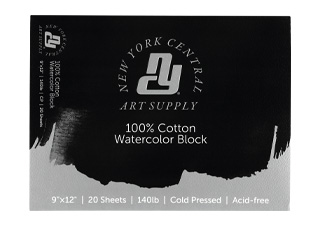 New York Central Watercolor Paper Block (20 Sheets) 140 lb. Cold Press 9X12