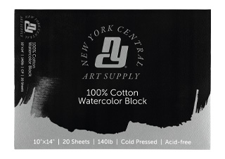 New York Central Watercolor Paper Block (20 Sheets) 140 lb. Cold Press 10X14
