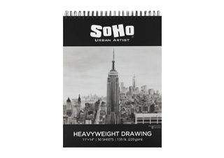 SoHo Heavy Drawing Paper 135 lb. Hard Cover Double-Wire Spiral Pad 11X14