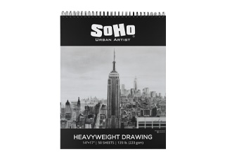 SoHo Heavy Drawing Paper 135 lb. Hard Cover Double-Wire Spiral Pad 14X17