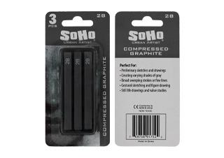 SoHo Compressed Graphite Stick 2B Pack of 3