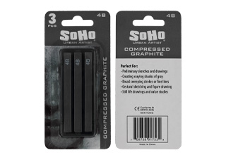 SoHo Compressed Graphite Stick 4B Pack of 3