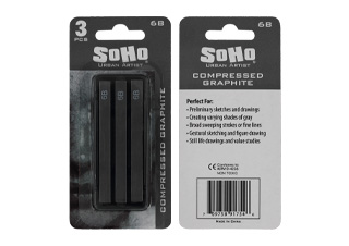 SoHo Compressed Graphite Stick 6B Pack of 3