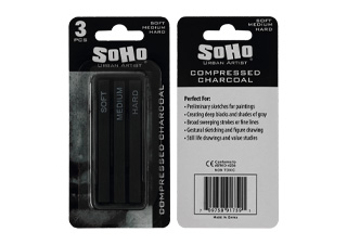 SoHo Compressed Charcoal Set of 3 (Soft/Medium/Hard)