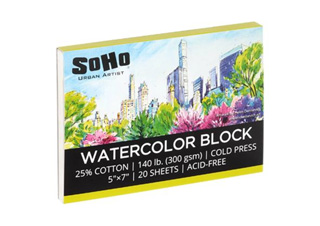 SoHo Watercolor Paper Block 140 lb. Cold Press 5x7 in. 20 Sheet