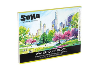 SoHo Watercolor Paper Block 140 lb. Cold Press 9x12 in. 20 Sheet