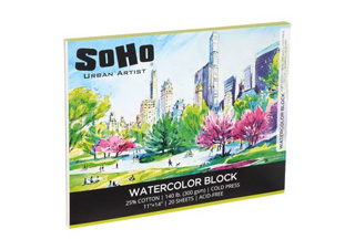 SoHo Watercolor Paper Block 140 lb. Cold Press 11x14 in. 20 Sheet