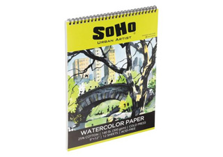 SoHo Watercolor Paper Spiral Pad 140 lb. Cold Press 9x12 in. 12 Sheet