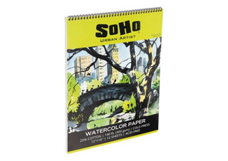 SoHo Watercolor Paper Spiral Pad 140 lb. Cold Press 12x16 in. 12 Sheet