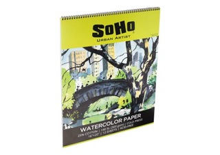 SoHo Watercolor Paper Spiral Pad 140 lb. Cold Press 16x20 in. 12 Sheet