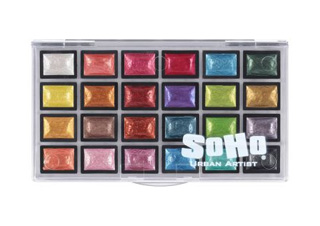 SoHo Semi-Moist Watercolor Half Pan Metallic Set of 24