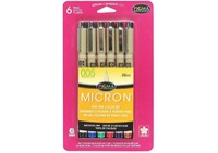 Sakura Pigma Micron 03 Pen 0.35mm Assorted Color Set of 6