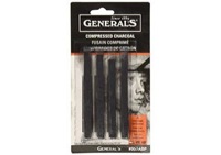 General Pencil Compressed Charcoal Black Pack of 4