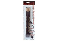 General Pencil Peel & Sketch Charcoal Pencil with Eraser Set of 3