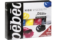 Pebeo Studio High Viscocity Acrylic Set of 5 Primary Colors 100ml Tubes