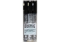 Pebeo Acrylic Marker Set of 3 Black/White/Silver