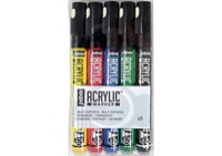 Pebeo Acrylic Marker Set of 5 Black/Yellow/Red/Blue/Green