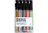 Pebeo Acrylic Marker Set of 5 Gold/Silver/Black/Red/Green